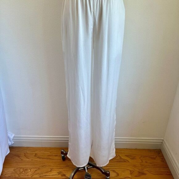 PrAna Fernie Wide Leg Jumpsuit White Size L NWT Lightweight Semi-Sheer Coverup - Picture 4 of 16